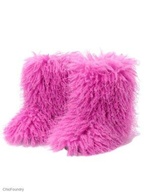 Women's Fluffy Faux Fur Mid-Calf Snow Boots Y2K Winter Warm Lined
